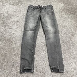 Zara Skinny Cropped Denim Jeans Womens  4 Washed Gray Slim Cut Hem Casual 28x27